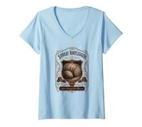 Mujer Fantasía Fútbol Domingo Bootleggers Whisky Etiqueta Estilo Camiseta Cuello V