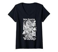 Mujer Fantasía Miniatura Mini Pintor Divertido Mago Aerógrafo RPG Camiseta Cuello V