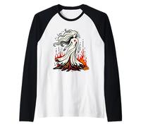 Mujer Fantasma con corazón y Llamas góticas Camiseta Manga Raglan
