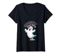 Mujer Fantasma de Halloween de Buenos Tiempos Camiseta Cuello V