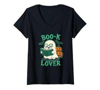 Mujer Fantasma de Lectura Boo-K Lover Camiseta Cuello V