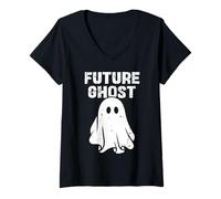 Mujer Fantasma del Futuro Humor Oscuro Ghostie para Halloween diseño Retro Camiseta Cuello V