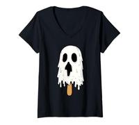 Mujer Fantasma Divertido Helado Halloween Camiseta Cuello V