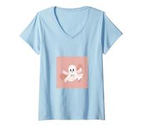 Mujer Fantasma Espeluznante Boo Fantasmas de Halloween Temporada Espeluznante Camiseta Cuello V