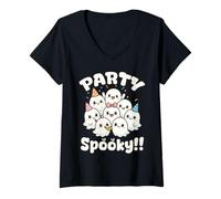 Mujer Fantasmas de Fiesta espeluznantes Kawaii Halloween Camiseta Cuello V