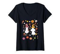 Mujer Fantasmas de Halloween con sombreros y flores Camiseta Cuello V