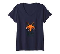Mujer Fantástico Mr. Fox: Arte Inteligente de Criaturas del Bosque Camiseta Cuello V, Azul Marino, XXL