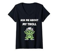 Mujer Fantasy Creature Monster Simple Ask me About my Troll Camiseta Cuello V