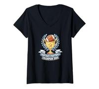 Mujer Fantasy Football Champion 2025 Funny Mujer Hombre Camiseta Cuello V