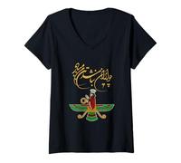 Mujer Faravahar Zoroastrismo Zaratustra Símbolo filósofo Camiseta Cuello V