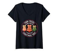 Mujer Farm Fresh Christmas Tree Cakes Retro Family Xmas Holidays Camiseta Cuello V