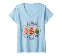 Mujer Farm Fresh Christmas Tree Cakes Retro Family Xmas Holidays Camiseta Cuello V