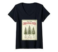 Mujer Farm Fresh Christmas Trees Pine Spruce - Cartel de Abeto Camiseta Cuello V