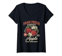 Mujer Farm Fresh Organic Apple Farmers Orchard Market Homegrown Camiseta Cuello V