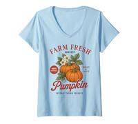 Mujer Farm Organic Pumpkin Fresh Farmer's Market Vintage Fall Camiseta Cuello V