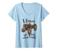 Mujer Farmer I Farm para Que Puedas Comer Tractores Camiseta Cuello V