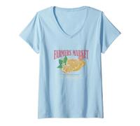 Mujer Farmers Market Los Angeles Vintage Oranges Logo Camiseta Cuello V