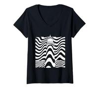 Mujer Faro Ilusión Mar Costa Puerto Océano Marítimo Olas Camiseta Cuello V