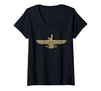 Mujer Farvahar Faravahar Farohar Zoroastrismo persa iraní Camiseta Cuello V