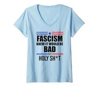 Mujer Fascism is Bad History 1776 No Kings America Pro Democracy Camiseta Cuello V