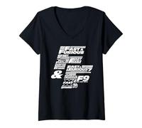 Mujer Fast & Furious 25th Anniversary Franchise Logo Stack Camiseta Cuello V