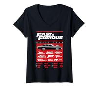 Mujer Fast & Furious 25th Anniversary World Tour Muscle Car Camiseta Cuello V