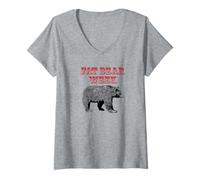 Mujer Fat Bear W stilo Retro, para Fiestas de Osos gordos, fanáticos Camiseta Cuello V