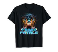 Mujer Fatal Retro Cyborg de la generación Z, Moderna, Ciencia ficción para Adultos Camiseta gráfica económica