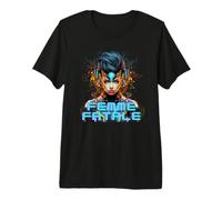 Mujer Fatal Retro Cyborg de la generación Z, Moderna, Ciencia ficción para Adultos Camiseta Premium