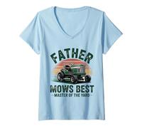 Mujer Father Mows Best Lawn Mower Funny Dad, Yard Work Lover Camiseta Cuello V