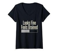 Mujer Fatiga crónica ME SFC Enfermedad Invisible Conciencia de la Fatiga Camiseta Cuello V