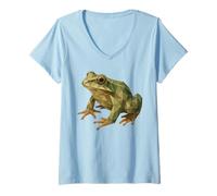 Mujer Fauna geométrica de Rana Cottagecore de Polietileno bajo Camiseta Cuello V