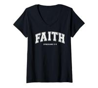 Mujer fe para el Hombre y la Mujer Cristianos fieles aman a Dios y Jesús Camiseta Cuello V