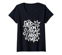 Mujer Fe Urbana Dios no Juega Hip-Hop Cristiano Camiseta Cuello V