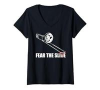 Mujer Fear The Slide - Trombón trombón Camiseta Cuello V