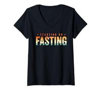 Mujer Feasting on Fasting Camiseta Cuello V