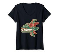 Mujer Feathered Serpent Aztec Quetzalcoatl Mexicans Mythology Camiseta Cuello V