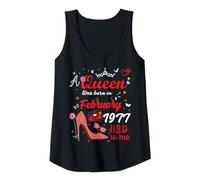 Mujer Febrero 1977 Cumpleaños Esta Reina Nació En Febrero 1977 Camiseta sin Mangas