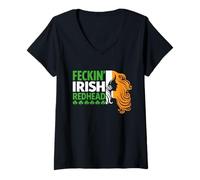 Mujer Feckin' Irish Redhead Regalo del Día de San Patricio Camiseta Cuello V