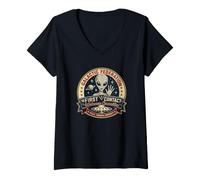 Mujer Federación Galáctica Primer Contacto UFO Retro Emblem Society Camiseta Cuello V