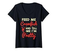 Mujer Feed Me Crawfish Dime Im Pretty Funny Crayfish Women Camiseta Cuello V
