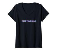 Mujer Feed Your Head Psychedelic Trip Magic Mushrooms Psilocybin Camiseta Cuello V