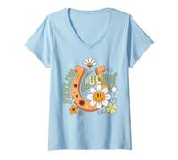 Mujer Feeling Lucky Good Fortune Positive Vibes Camiseta Cuello V
