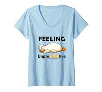 Mujer Feeling Unproductive Funny Lazy Duck Meme Morning Coworker Camiseta Cuello V