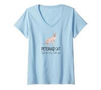 Mujer Felino Divertido de Peterbald Cat Touch The Belly I Dare You Camiseta Cuello V