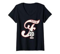 Mujer Felix The Cat Americana Script Logo Camiseta Cuello V