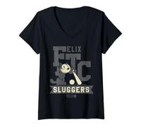Mujer Felix The Cat FTC Sluggers Americana Camiseta Cuello V