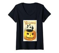 Mujer Felix The Cat Merch Un Feliz Halloween Camiseta Cuello V