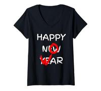 Mujer Feliz Año Nuevo Sin Guerra Paz Antiguerra Pacifista Estilo Graffiti Camiseta Cuello V