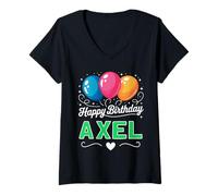 Mujer Feliz cumpleaños Axel Camiseta Cuello V
